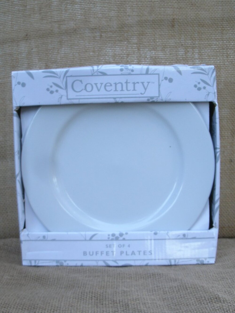 Coventry White Porcelain Buffet Plates Set of 4 NIB